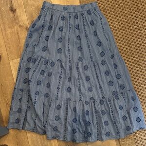 Zara A-Line Skirt in Blue with Floral Design